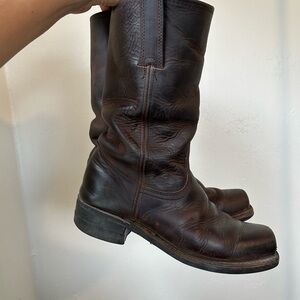 Frye Dark Brown Leather Western Boots